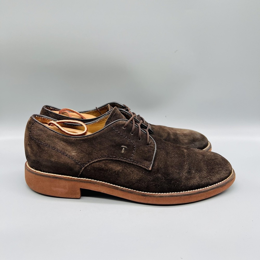 Tod's Derby Oxford Mens 9 Brown Suede Round Toe Casual Comfort Dress Shoes